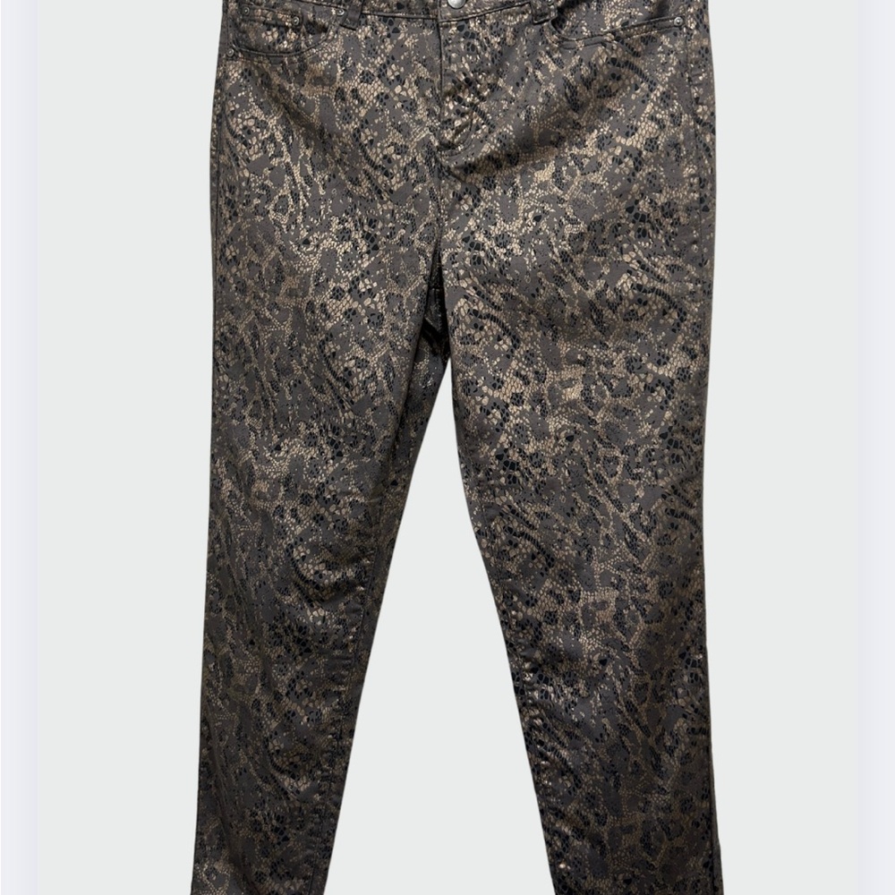 Leopard Print Rose Gold Skinny Jeans size 16